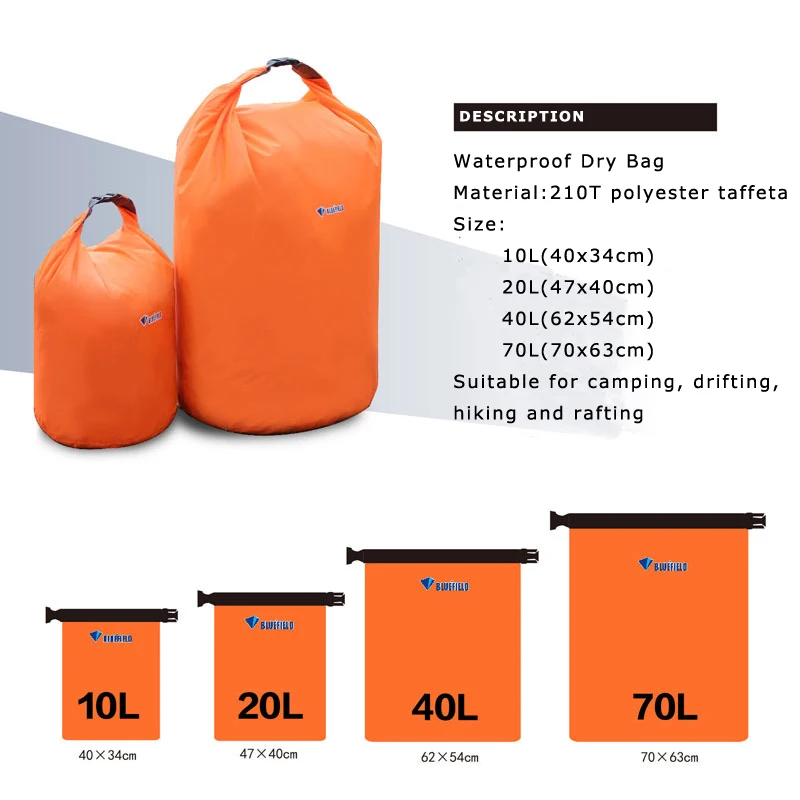 10L 20L Waterproof Dry Bag Pack Sack Swimming Rafting Kayaking River Trekking Floating Sailing Canoing Boating Water Resistance