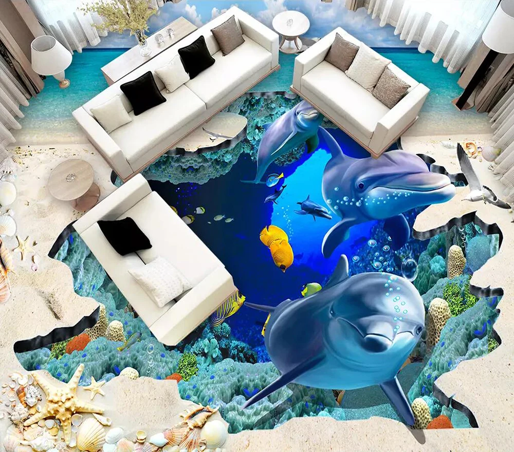 

Floor wallpaper Ocean World dolphins Floor Picture
