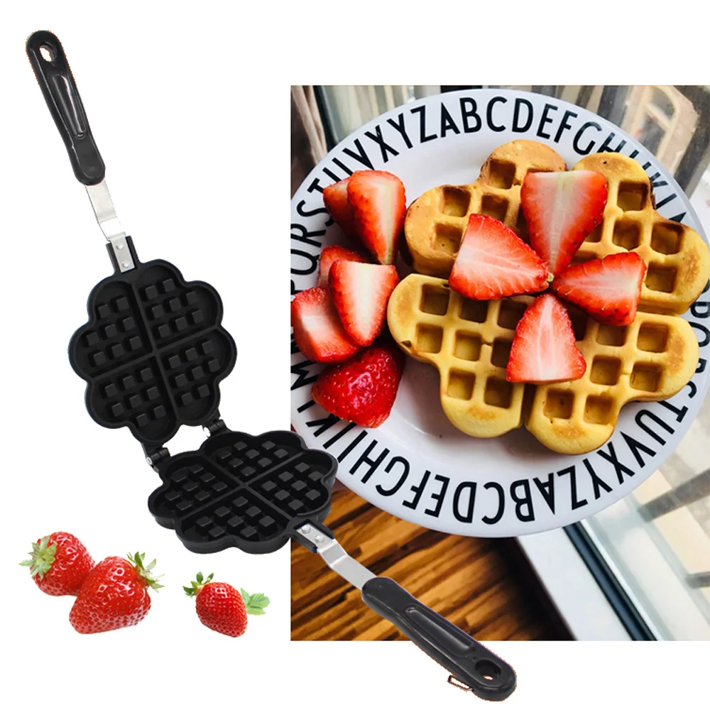 BETOHE DIY Heart Shape Non-stick Metal Waffle Maker Waffle Mould kitchen Cake Baking Dish