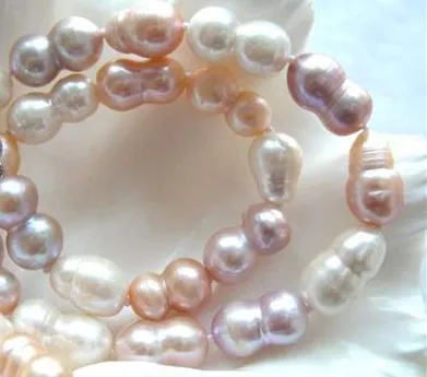 Wonderful Real Pearl Jewelry,Genuine 20mm White Pink Purple Natural Freshwater Pearls Necklace,17inches Party Jewelry