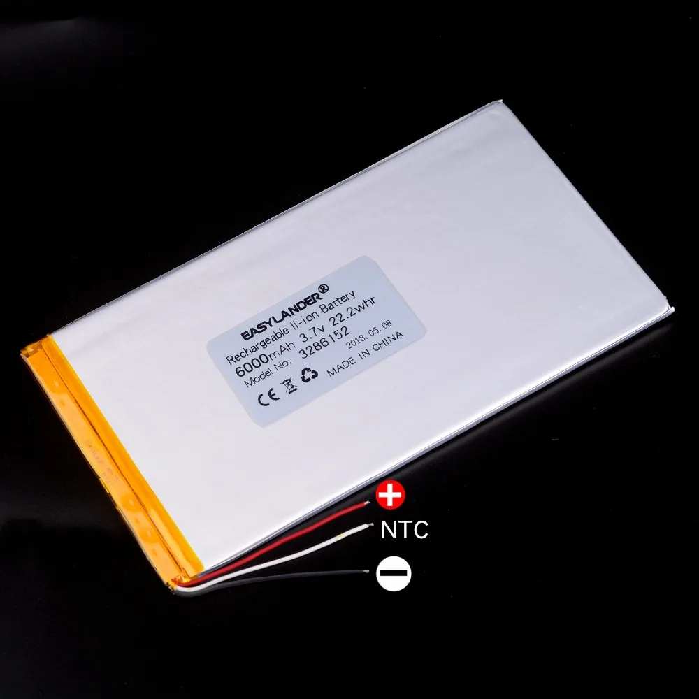 

3-wire 3286152 6000mAh 3.7V lithium polymer battery Li-ion Cell tablet computer panel tablet pc 7 inch 8 inch 9 inch 10inch