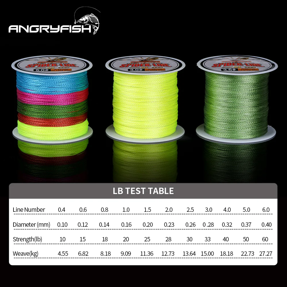 Angryfish 4 Braided Wire 100M Multicolor PE Braided 0.4#-6.0# Code 10-60LB PE Braided Multifilament Fishing Line for Saltwate