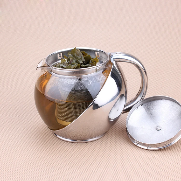 500ml New stainless steel Glass Spherical flower tea pot,Flower Tea Set Puer Kettle Coffee Teapot Convenient Infuser Office Home