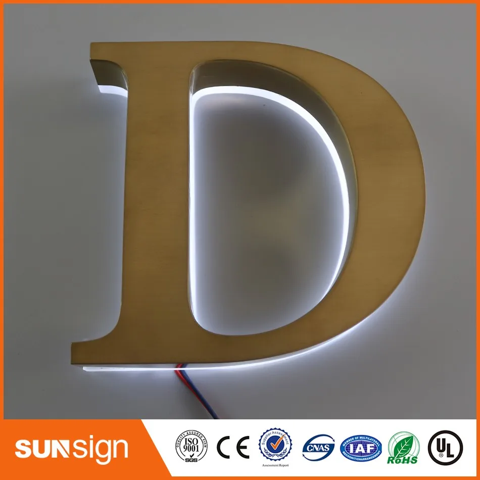 Outdoor LED Backlit 3D Huruf logam backlit led huruf tanda