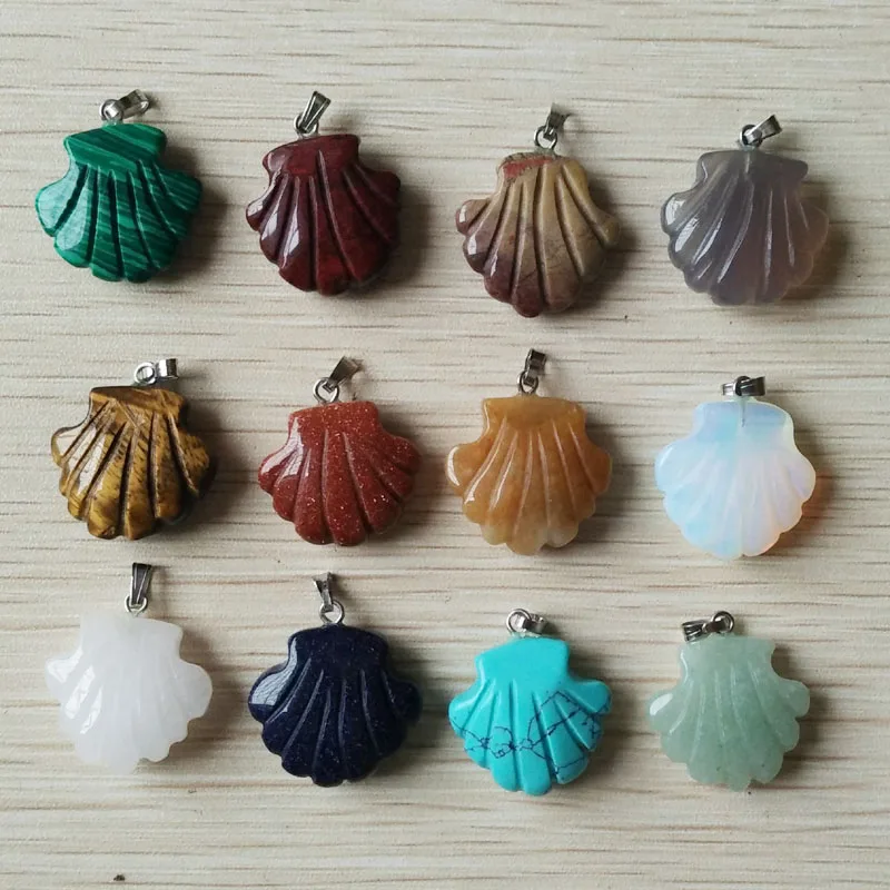 

New fashion assorted natural stone carved flower charms pendants for jewelry marking 12pcs/lot Wholesale free shipping