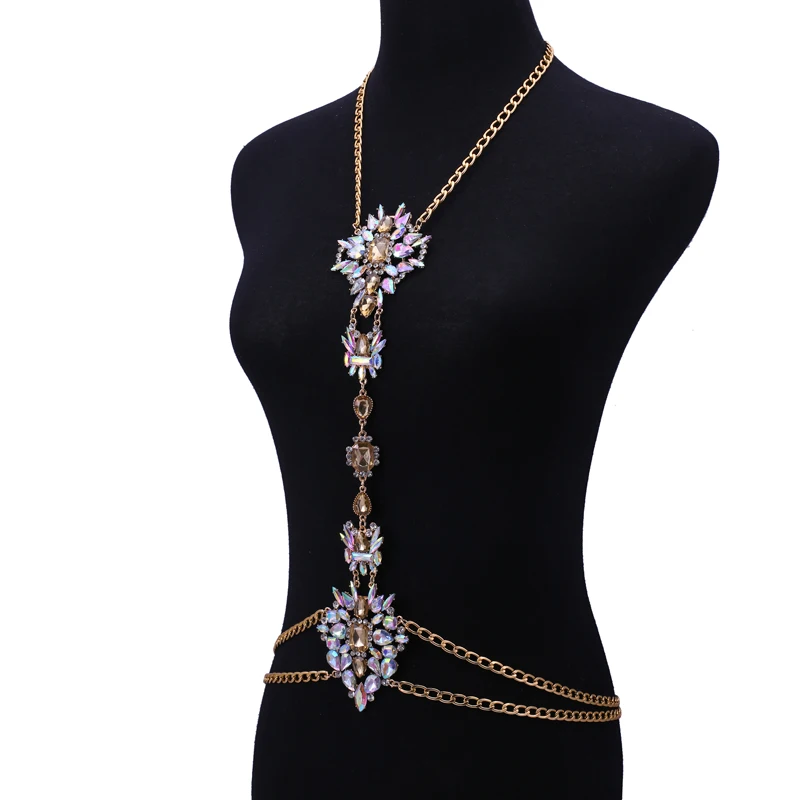 New Sexy Design Luxury Crystal Body Chain Fashion Maxi Waist Chain Statement Jewelry For Women  Statement Necklace body jewelry