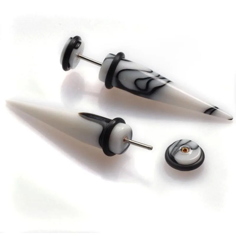 NEW 1 Pair Acrylic Taper Spike Fake Cheater Illusion Men Women Ear Stud Plugs Earrings Jewelry Gifts