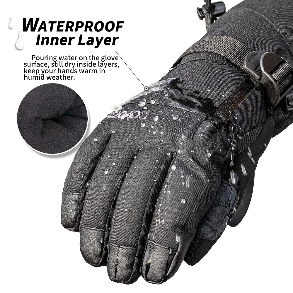 COPOZZ-Gants de ski résistants à l\'eau et à la neige pour adulte, moufles thermiques unisexes à écran tactile 506, pour motoneige, moteur,-20