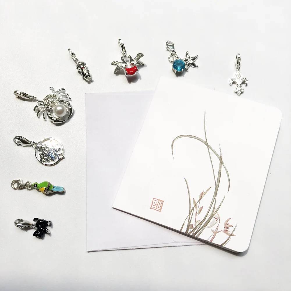 Black Cat Fleur-de-lis Lily Doll Parrot Tree Starfish Love Birds Crab Charm Pendant,2019 Summer Jewelry 925 Sterling Silver Gift