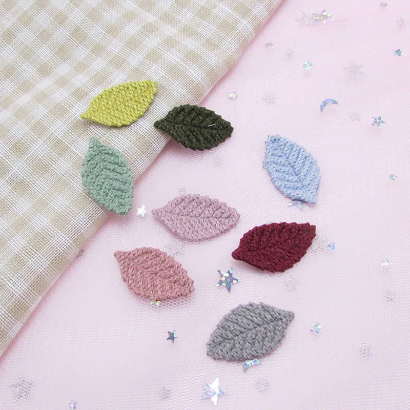 80 Stück 2,8x1,6cm Häkelblatt-Polsterapplikationen, künstliche Patches für DIY-Bastelarbeiten, Haarspangen-Dekoration – Detail 10