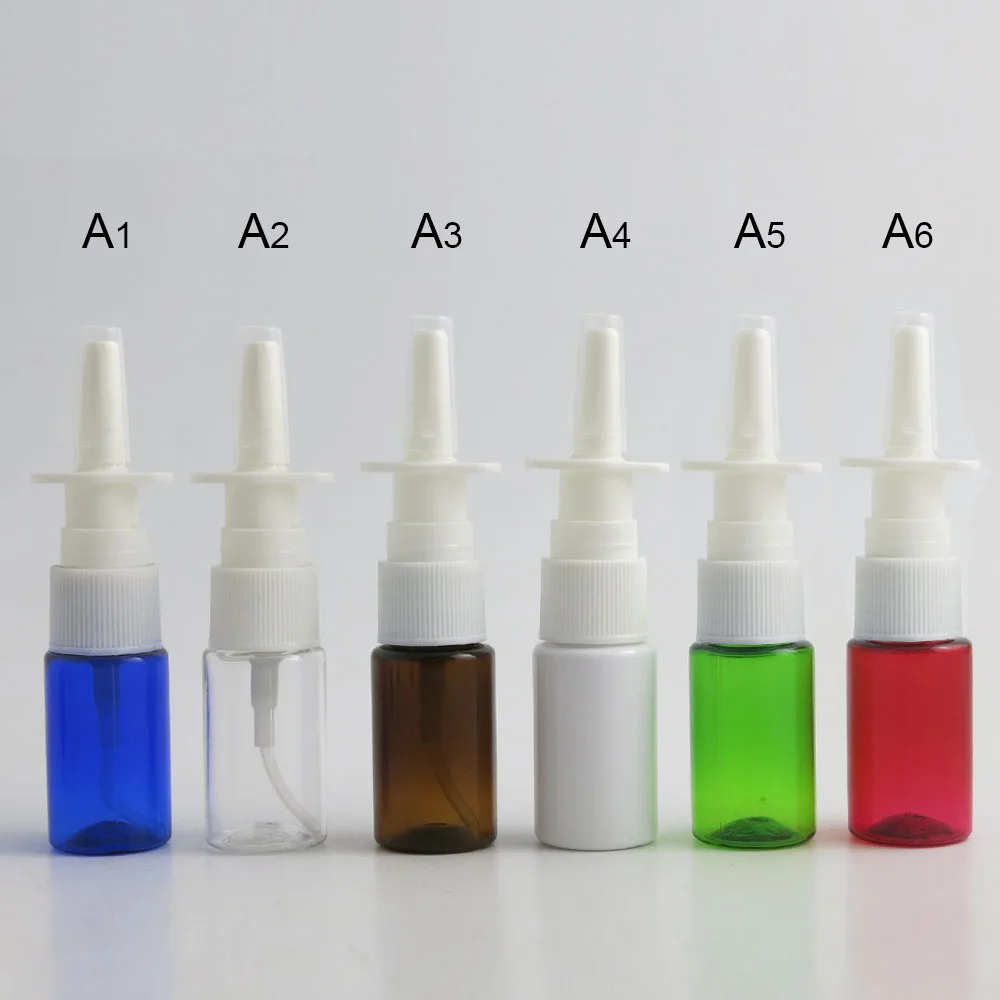 100x10ml กลางแจ้งพลาสติก PET สเปรย์จมูก Bottle10cc มินิน่ารัก Mist จมูกพลาสติก Atomizer 100pcs