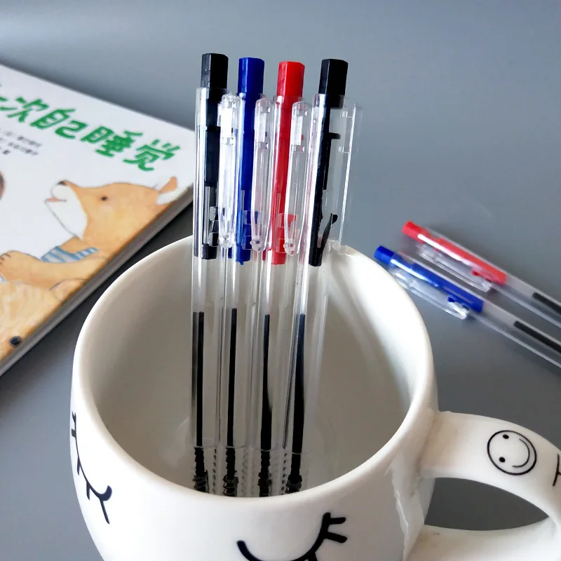 1 Pcs Creative Briefpapier Side Jump Simple Transparant Druk Blauwe Balpen