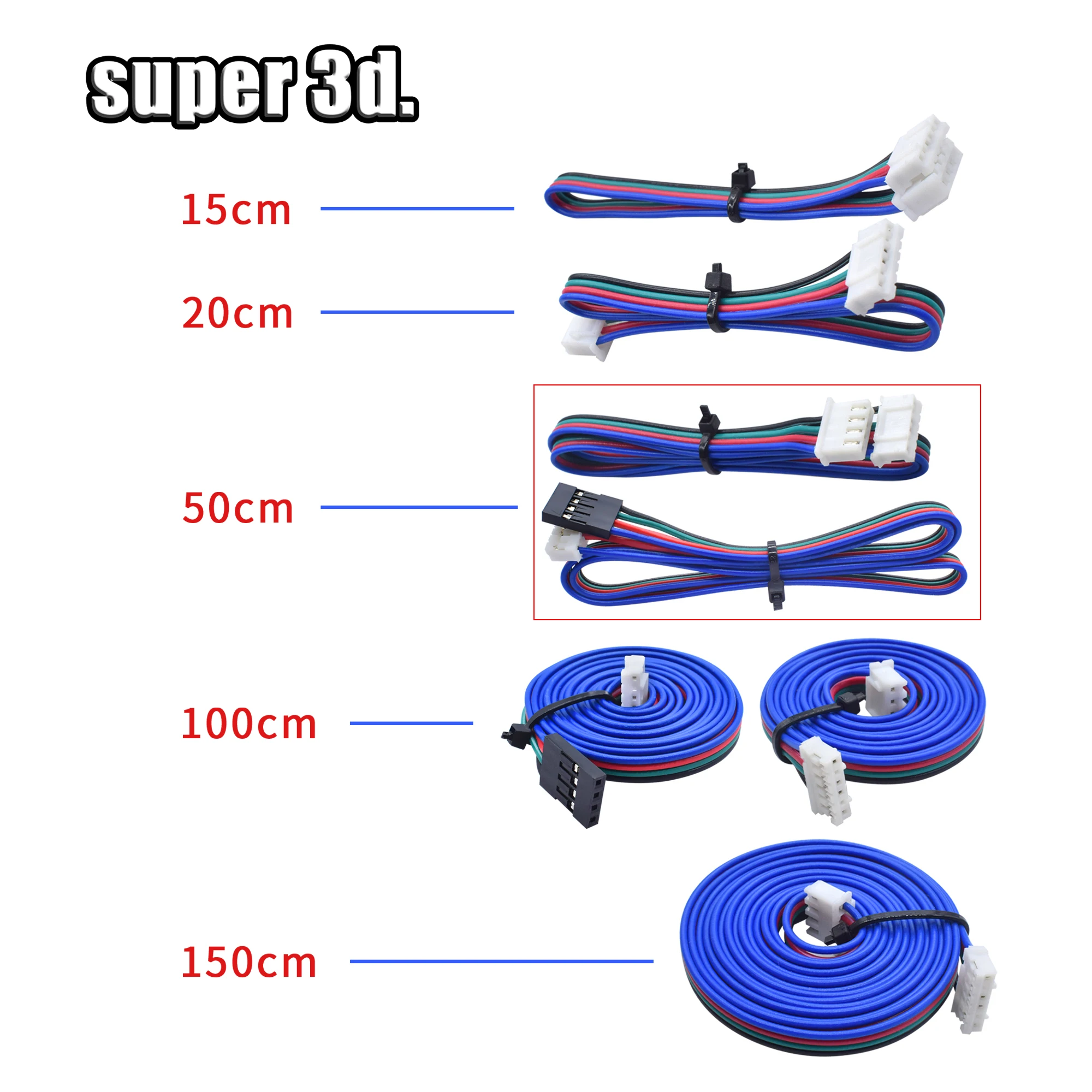 10cm/50cm/100cm/150cm Stepper Motor Cables Wire XH2.54 4pin DuPont Connector Extension to 6pin Terminal Line 3D Printer Parts