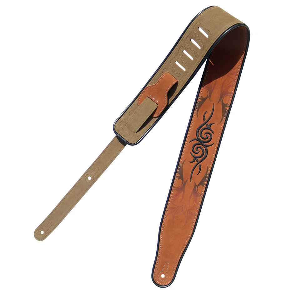 YUEKO cinturino per chitarra in morbida pelle resistente cinturino per basso elettrico acustico regolabile in pelle bovina cintura per chitarra