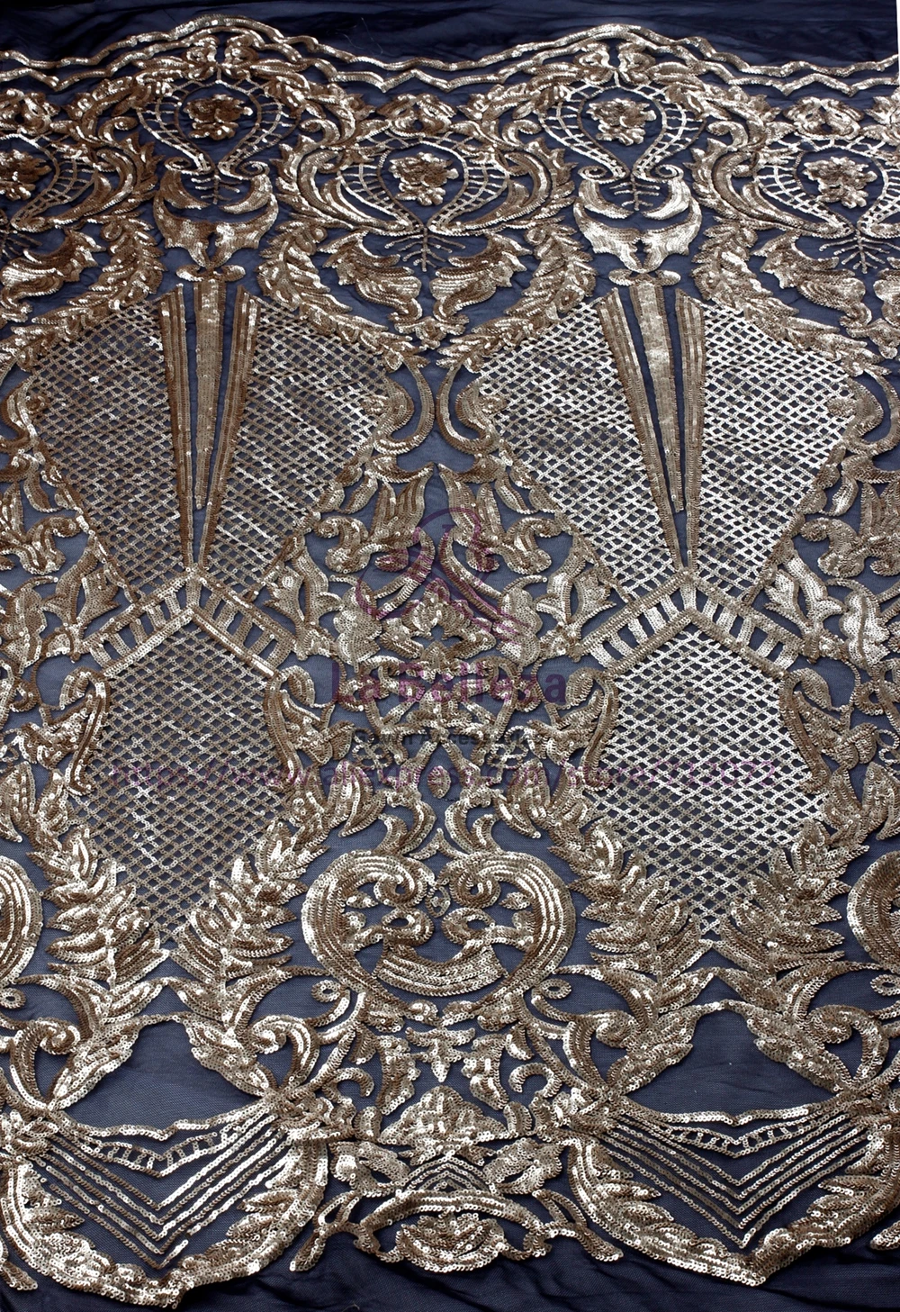 La Belleza 1Yard Gold/white/black/silver//wine sequins on Stretch net evening/wedding dress lace fabric 51\'\' with
