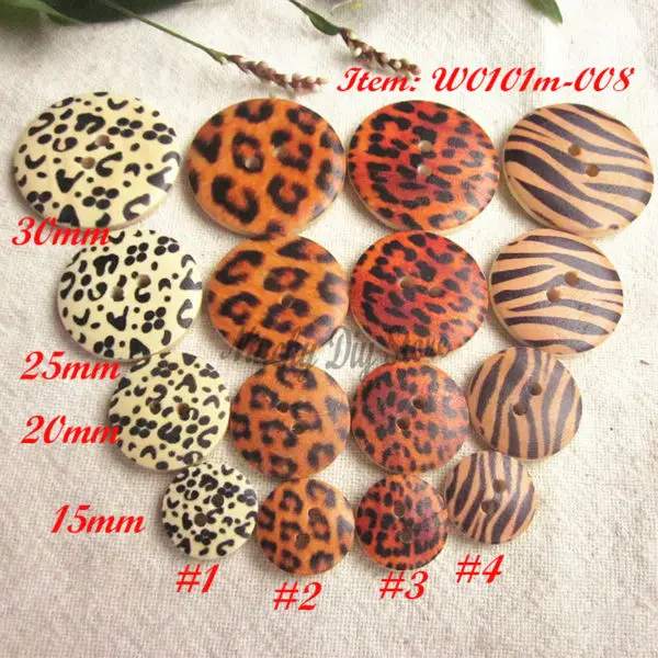 15mm - 30mm misto leopardo stampa Zebra bottone in legno per Scrapbook cucito accessori artigianali fatti a mano all\'ingrosso