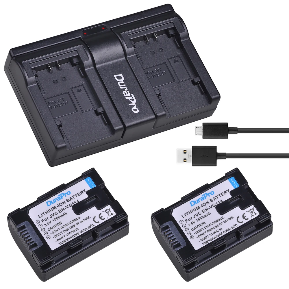 

1800mAH BN VG114 BN-VG114 Battery + Dual USB Charger for JVC BN-VG107 BN-VG107U BN-VG108U BN-VG108E BN-VG114U BN-VG114US