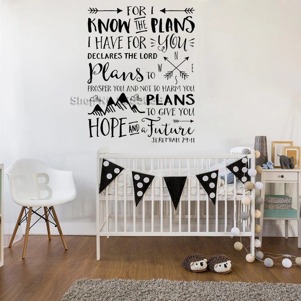 New Style Jeremiah 29:11 Quote Wall Stickers Decal For I know the plans...Nursery Arrows Mountains Vinyl Wall Decor Bible LC762