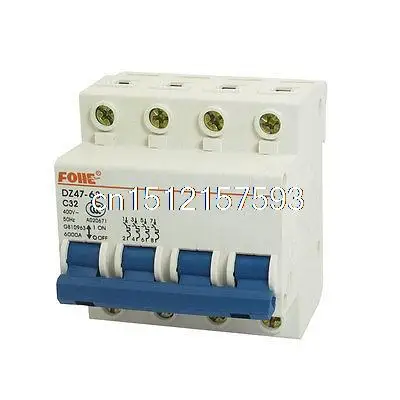 

AC 400V 32A 4 Pole 4P On/Off Switch Miniature Circuit Breaker DZ47-63 C32