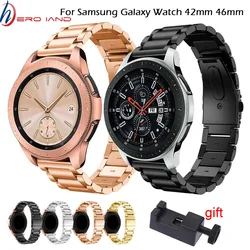 3 Pointer Stainless Steel Watchband 20mm 22mm for Samsung Galaxy Watch 42mm 46mm Rose Gold Metal Strap Band for SM-R800 SM-R180