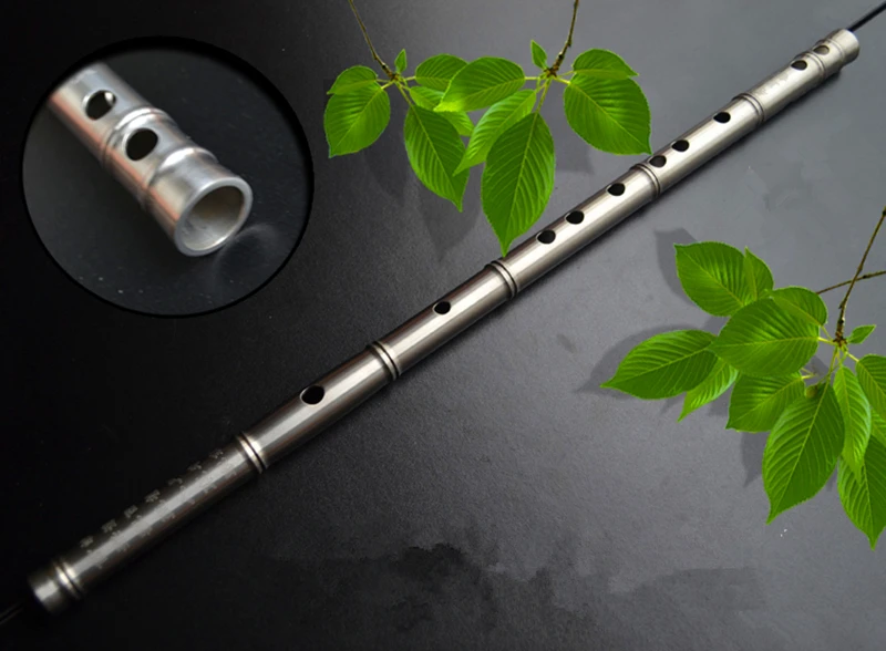 Titanium Metal Flute CDEFG Key Imitation Bamboo Joint Flauta Profissional Music Instrument Self-defense Weapon Metal flute