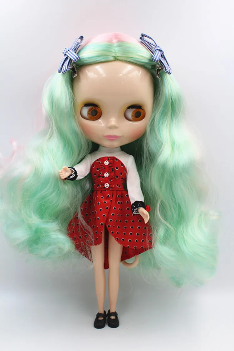 

Blygirl Doll Colorful mixed hair doll, wave curls, fashion Blyth ordinary body 30cm 7 joints Style one