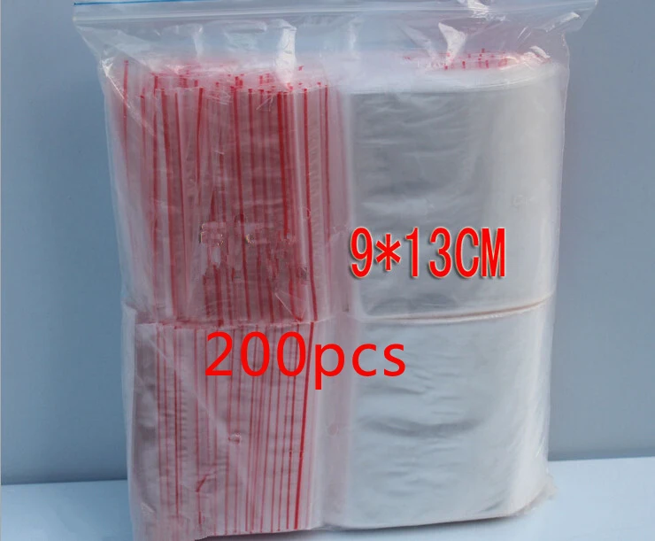 200pcs 9x13cm pe transparent travel gift packaging bags plastic bag for necklace/jewelry diy custom ziplock clear self seal bag