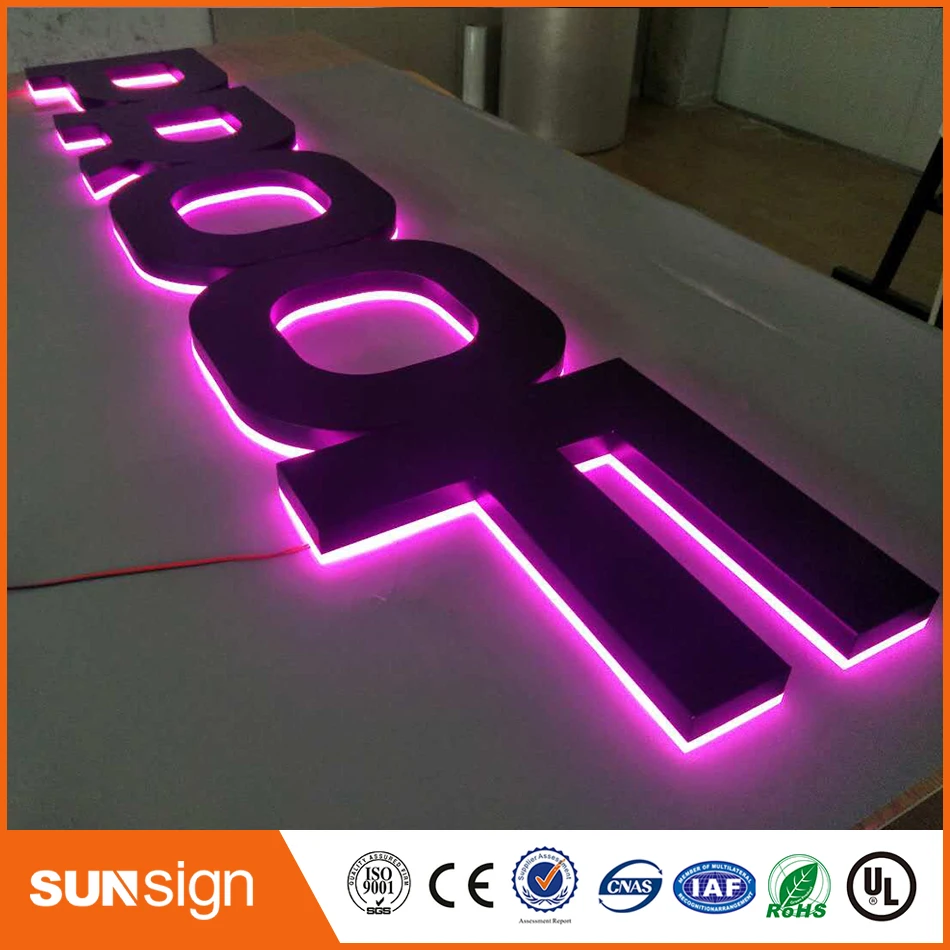 Outdoor stainless steel backlit letters and signs