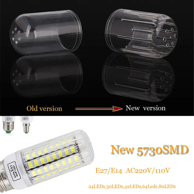 Lámpara LED E27 E14 5730 SMD, bombillas de maíz de 220V, 24, 30, 42, 64, 80LED, 7W, 12W, 15W, 20W, 25W
