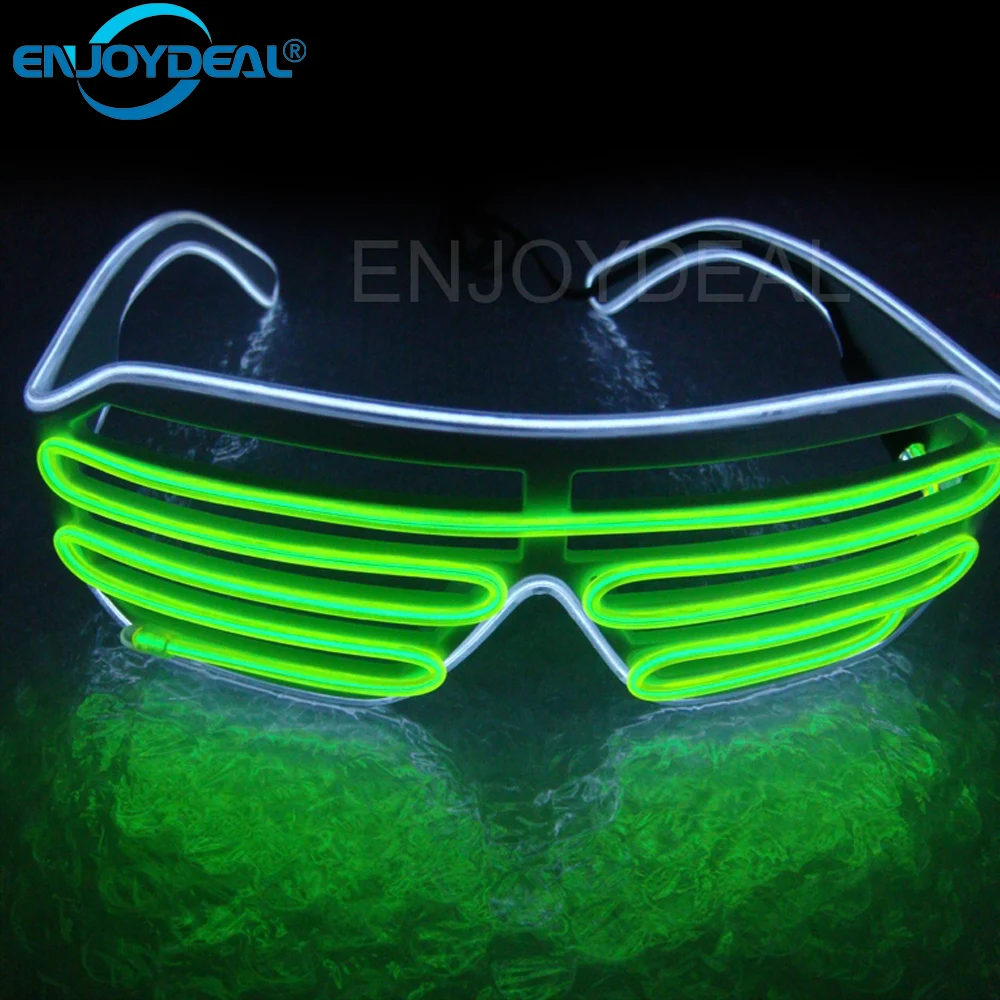 Hot sales EL Glasses EL Wire Fashion Neon LED Light Up Shutter Shaped Glasses Rave Festival Party Decorative Sunglasses