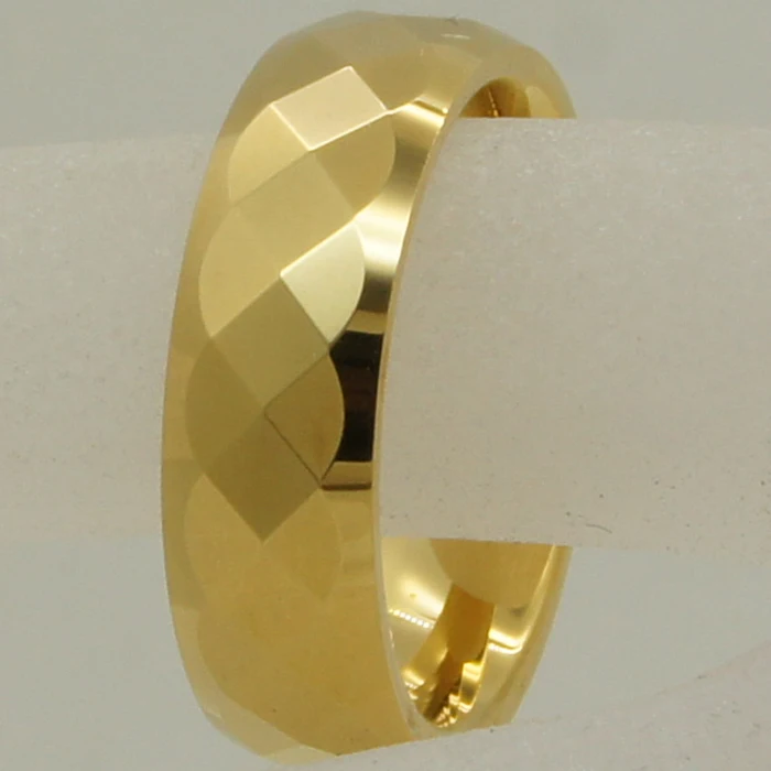 6mm geometrical facet champagne gold plating hi-tech scratch proof wedding tungsten ring 1pc