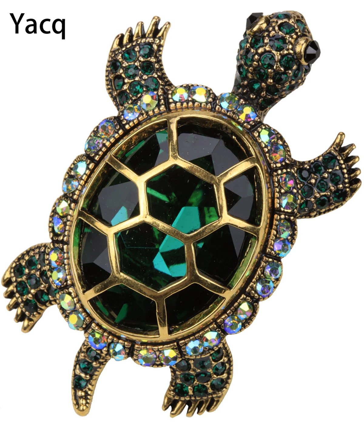 Yacq Turtle Tortoise Brooch Pin Pendant Summer Crystal Charm Fashion Jewelry Gift Women Girl dropshipping BA15 Gold Silver Color