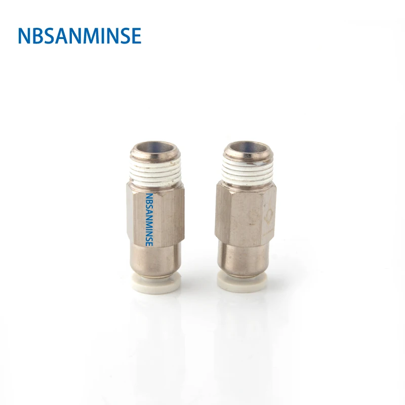 10Pcs/Lot SPC 1/8 1/4 3/8 1/2 Pneumatic Push In Stop Valve Fittings Air Straight Union Self Sealing Valve Male Thread NBSANMINSE