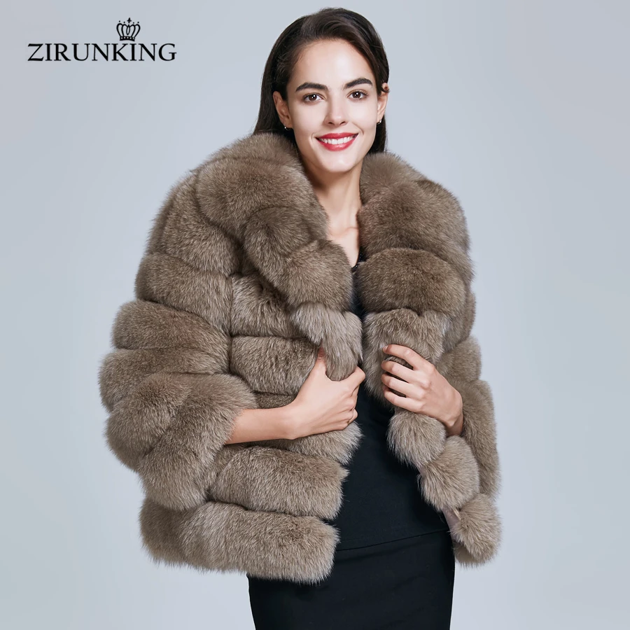 ZIRUNKING-معطف نسائي من فرو الثعلب الطبيعي ، معطف شتوي سميك دافئ ، مصنوع من فرو الثعلب الطبيعي ، ZC1729