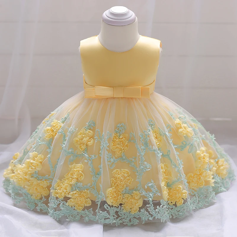 Baby Girls Summer Dress Toddler 1st Birthday Wedding Costume Infant Flower Girl Princess Party Dresses Newborn Christening Gown