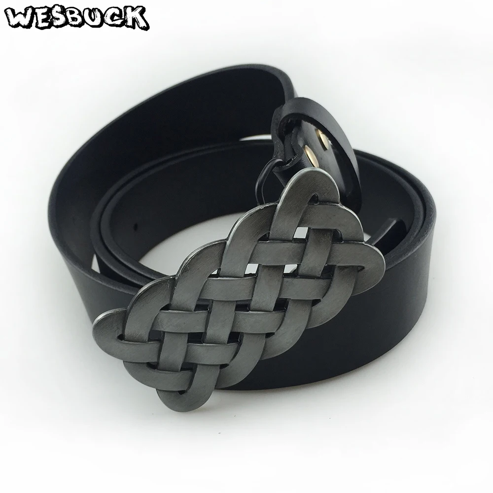 WesBuck Brand 100% Real Leather Belts retail & 1 pcs Genuine Leather Belt  black color with 4cm wideth