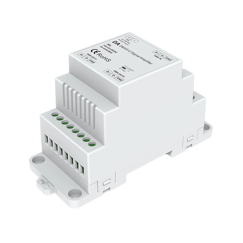 dmx din rail power repeater amplificador de potencia a saidas dmx signal hub splitter 5v 12v 24v input dmx 512 01