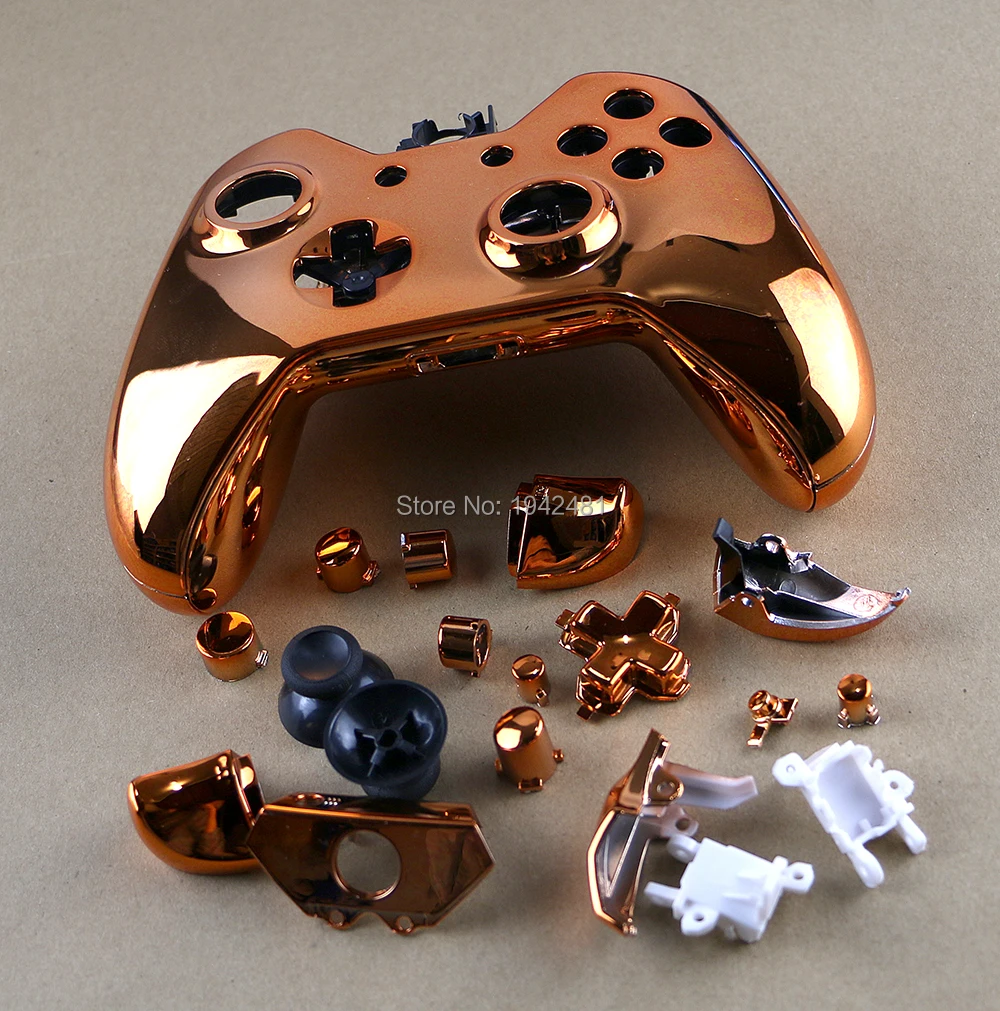 ボタン付きの完全なハウジング,xbox one,xboxone,ワイヤレスコントローラー用の交換用クロームケース,1セット