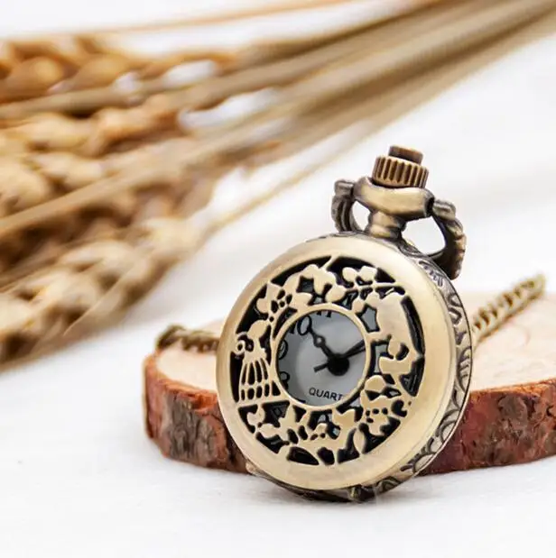 

Wholesale Price Good Quality Fashion Lady Girl Women Retro Quartz New Bronze Brass Owl Cage Pocket Watch Necklace Hour