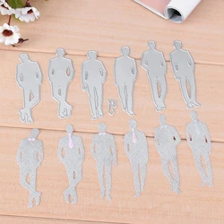 6 pz/set Cool Man Con Cravatta Metallo Fustelle Per Il FAI DA TE Scrapbooking Album di Foto Carte di Carta Artigianato Decorativo Goffratura Fustellate