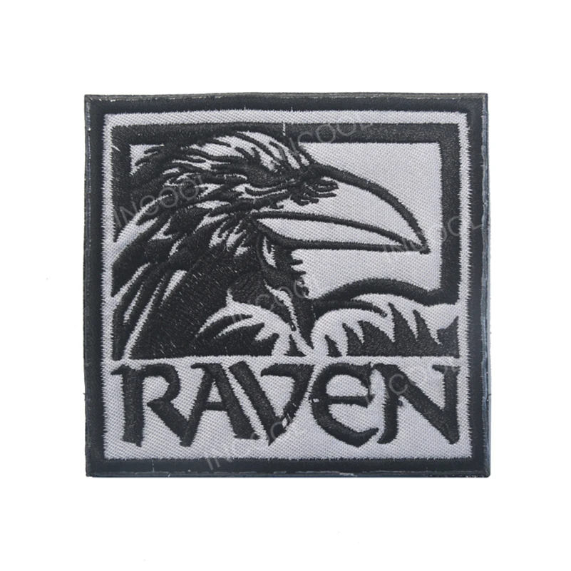 Embroidery Patch Cartoon Animal RAVEN Patch Hook&LOOP Appliques Embroidered Patches For Clothing Backpack