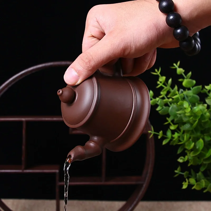 

Purple sand pot Yixing pure handmade bamboo clay bamboo pot filter pot tea Pottery Flower Pot Teapot Tea Set