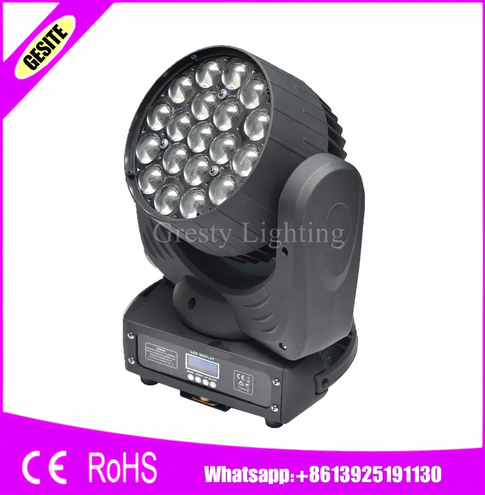 2pcs/lot pro light moving heads 19pcs*15w led zoom moving head wash light