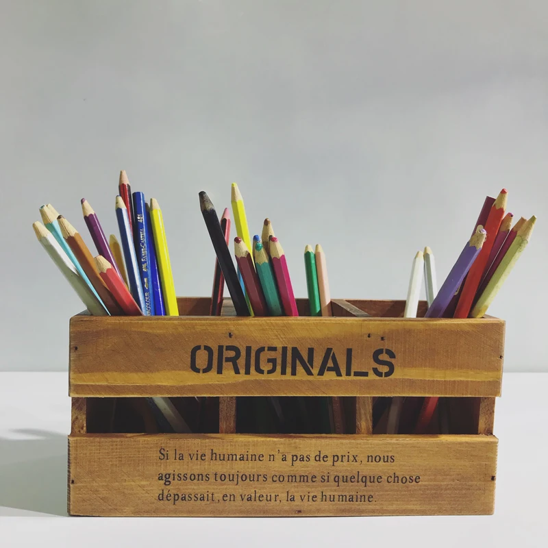 

Creative home solid wood box remote controller box/pen hoders holder 3 layer pen container gift office organizer School supplies