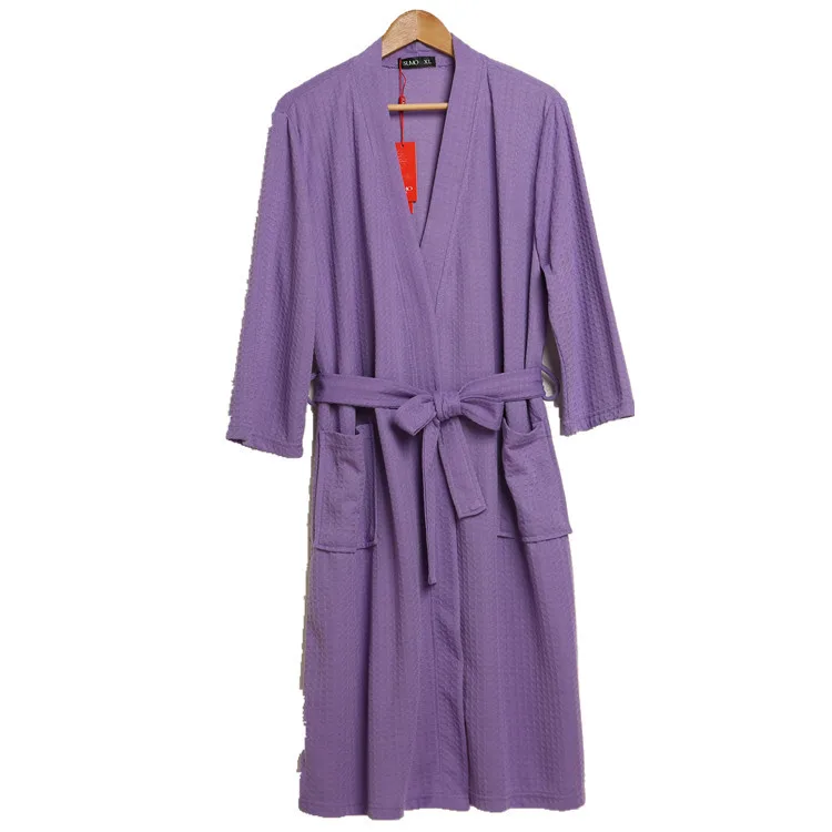 New Men Robe Spa Home Dress Chinese Waffle Nightwear Solid Sleepwear Male Nightgown Kimono Bathrobe Gown Plus Size M XL XXXL