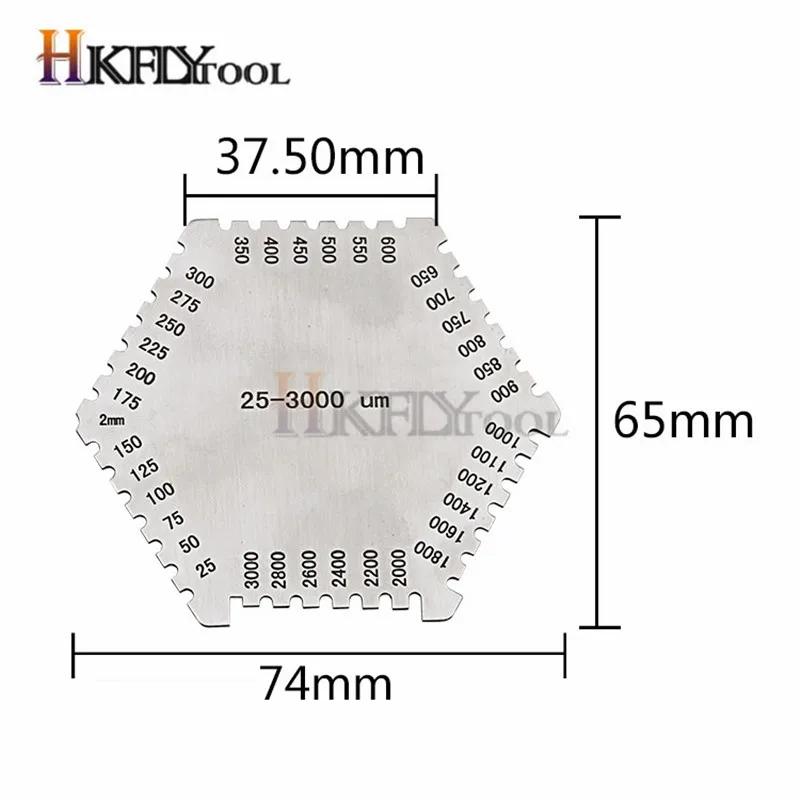 رائجة البيع مشط الفيلم الرطب الألومنيوم مشط الحجاب الحاجز الرطب قياس سمك الفيلم 25-3000um جديد عالي الدقة الفولاذ المقاوم للصدأ