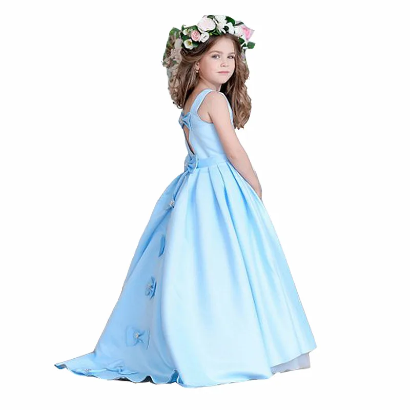 New Arrivals Elegant Flower Girls Tulle Ball Gowns Girl Dresses Princess Party Wedding Gowns with Big Sash Special Pageant Dress