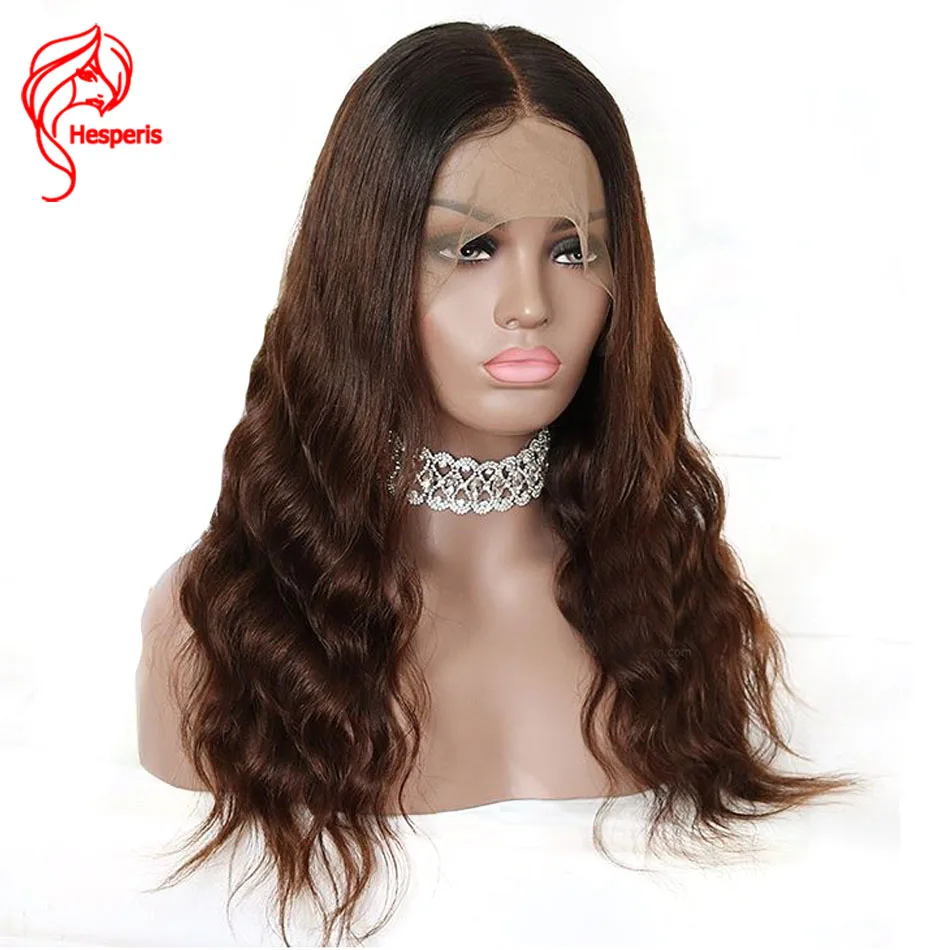 

Hesperis Ombre Human Hair Wig With Baby Hair Brazilain Remy Brown 13x6 Deep Wave Transparent Lace Front Wig For Black Women