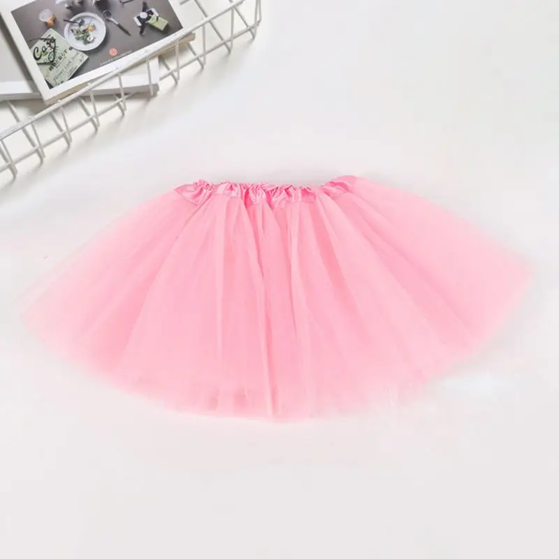 Mini vestido de balé infantil com 10 cores, saia tutu de três camadas com cor sólida clássica, plissado, elástico, roupa íntima para festa