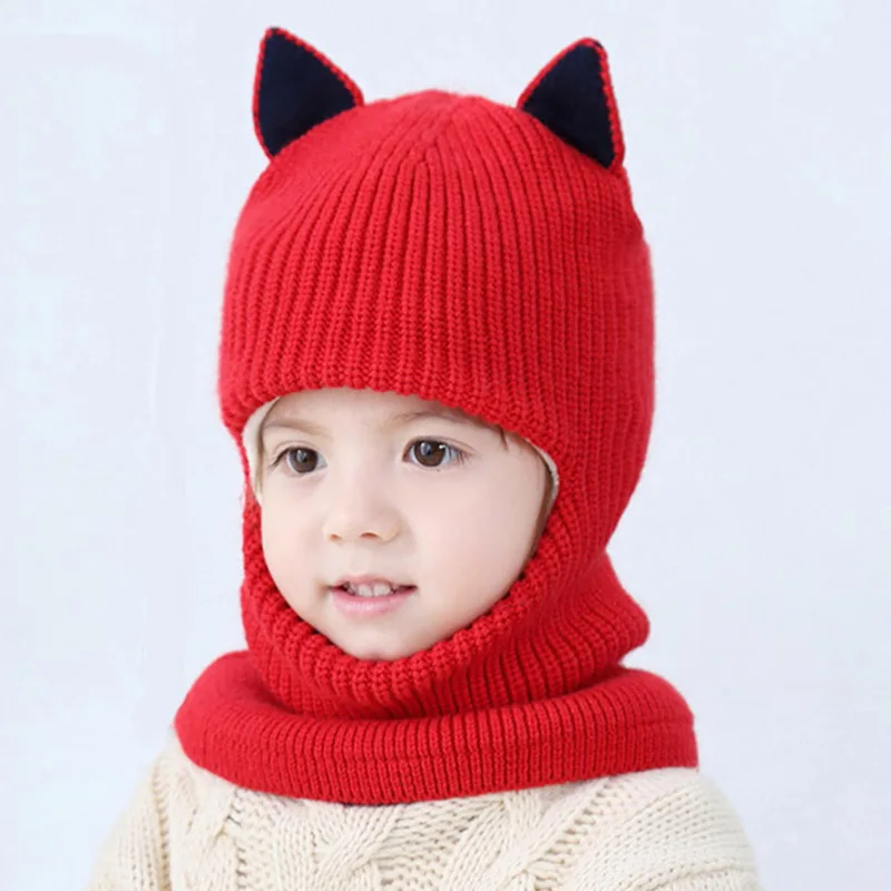 MAERSHEI 2022 new baby girl winter hat warm and velvet Beanies Knitted Cap Kids Balaclava Mask Hats Gorras